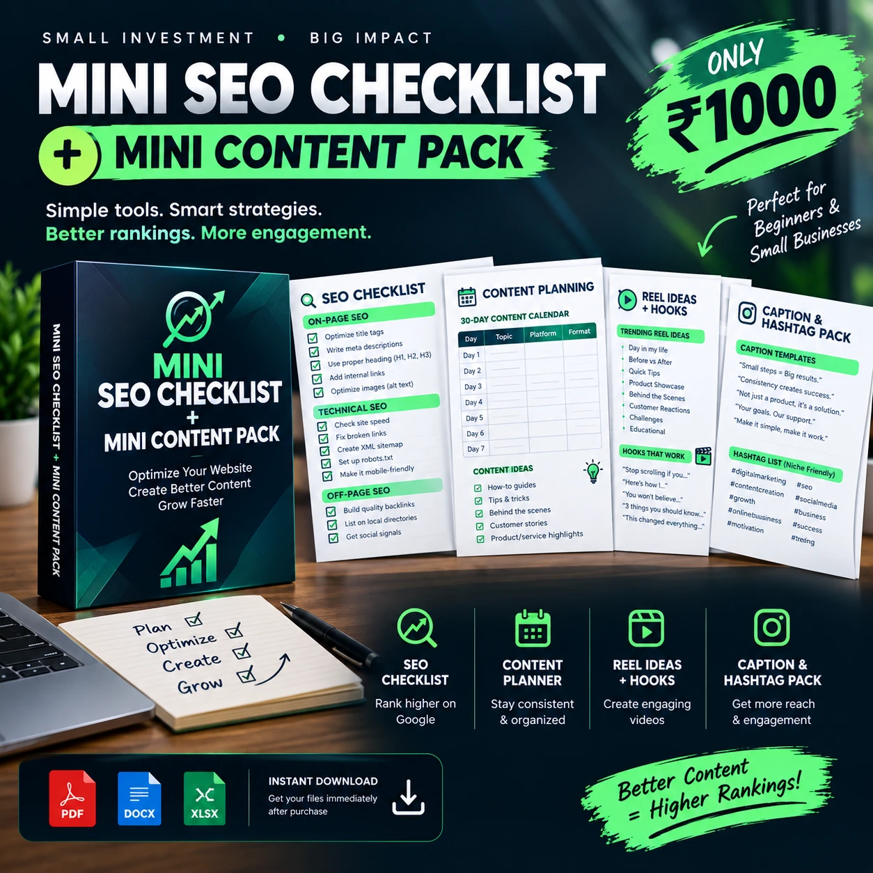 Mini SEO Checklist + Mini Content Pack (Plus)