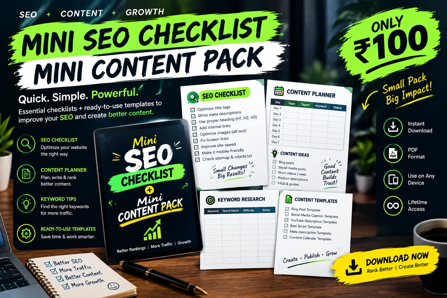 Mini SEO Checklist + Mini Content Pack